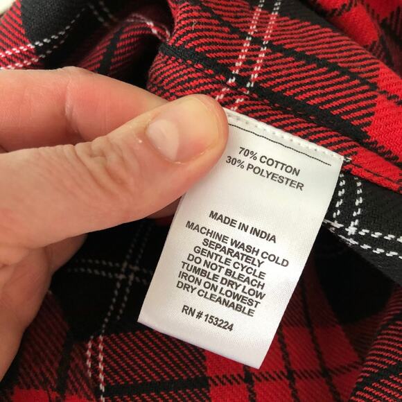 Rainforest‎ Flannel Shirt Mens Small Red Black Plaid Cotton Brushed Heavyweight - Picture 11 of 11